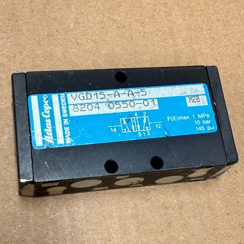 Atlas Copco – VGD15-A-A-5 – Directional Pneumatic Valve / Solenoid Valve Module