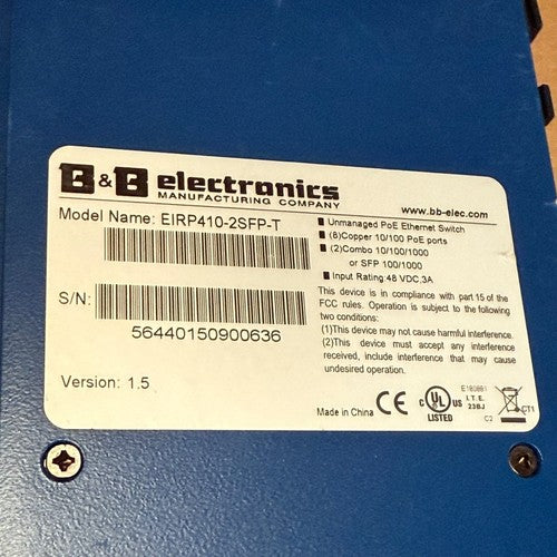 B+B – EIRP410-2SFP-T – Elinx Series Unmanaged Industrial Gigabit Switch