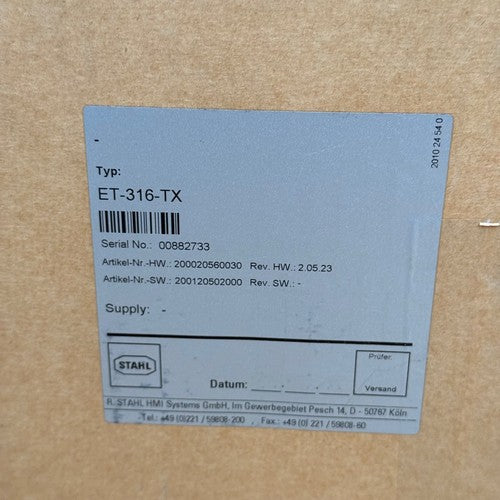 R. STAHL – PM ET-316-TX – 10.4" Ex Zone 1/21 Panel-Mount HMI Display Terminal