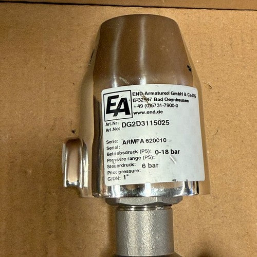 END-Armaturen – DG2D3115025 – 1" Stainless Steel Pneumatic Angle Seat