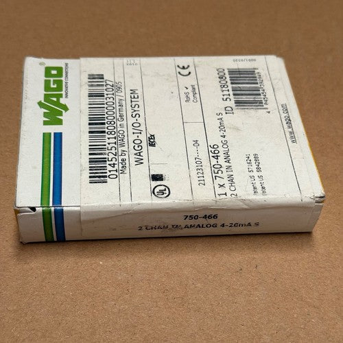 WAGO – 750-466 – 2-Channel Analog Input Module (4–20 mA, Single-Ended)