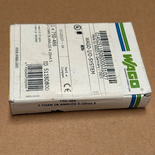 WAGO – 750-466 – 2-Channel Analog Input Module (4–20 mA, Single-Ended)