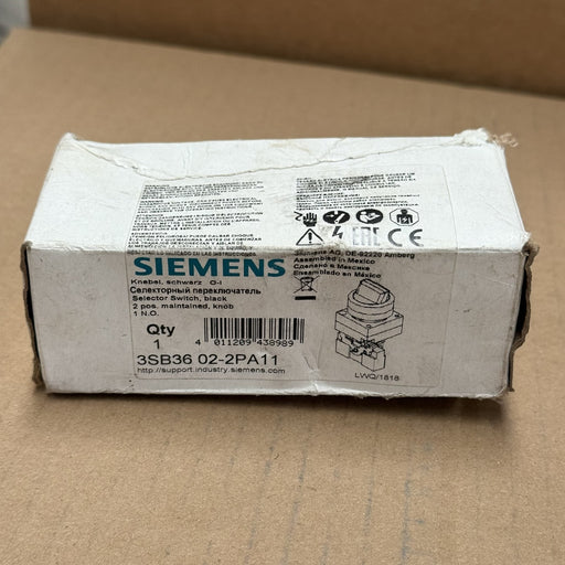 SIEMENS – 3SB3602-2PA11 – SELECTOR SWITCH HEAVY DUTY