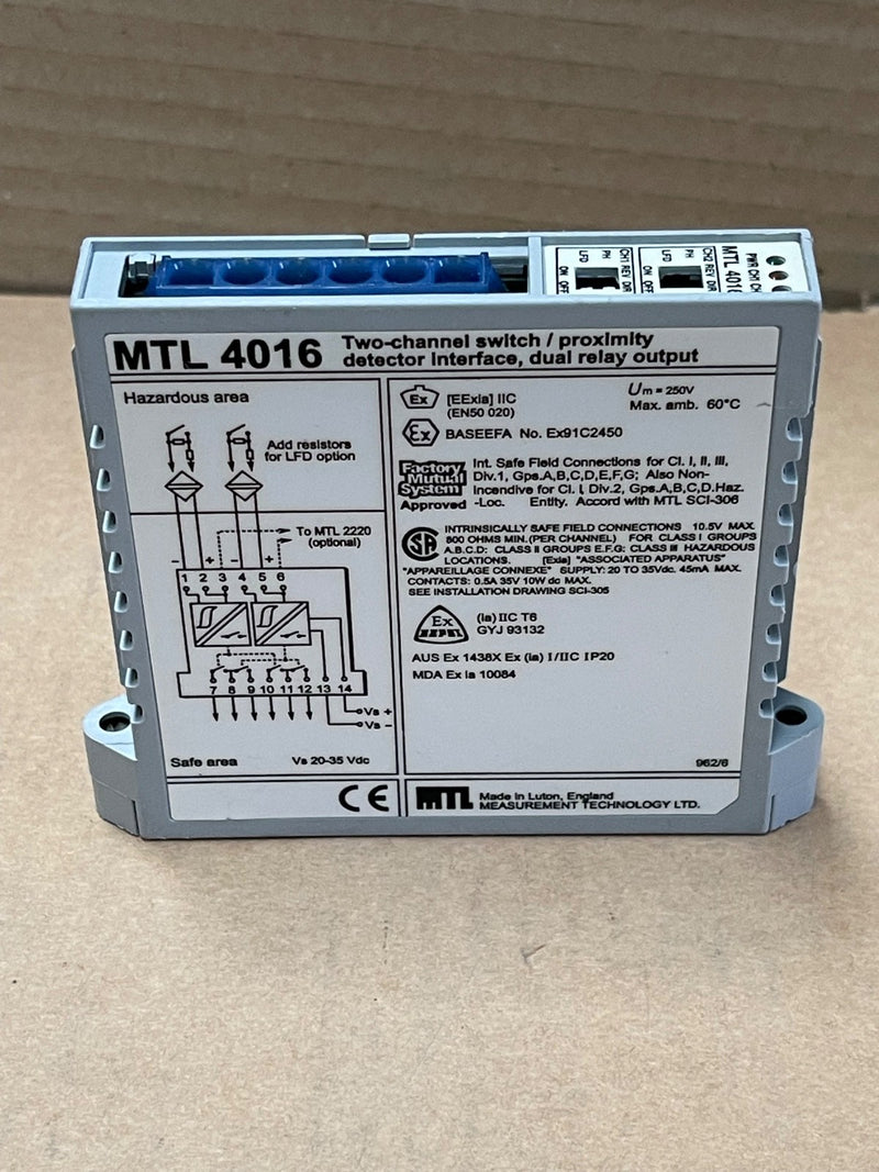 MTL – MTL4016 – Switch / Proximity Detector Interface Unit (Hazardous Area)