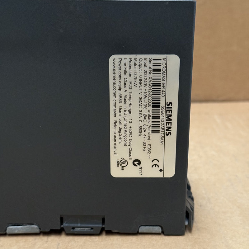 Siemens – 6SE6440-2AB17-5AA1 – MICROMASTER 440, 0,75kW