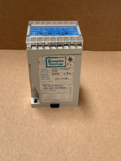 Crompton – 253‑PVEG – Under/Over‑Voltage Protector Relay, 230/400 V, DIN‑Rail