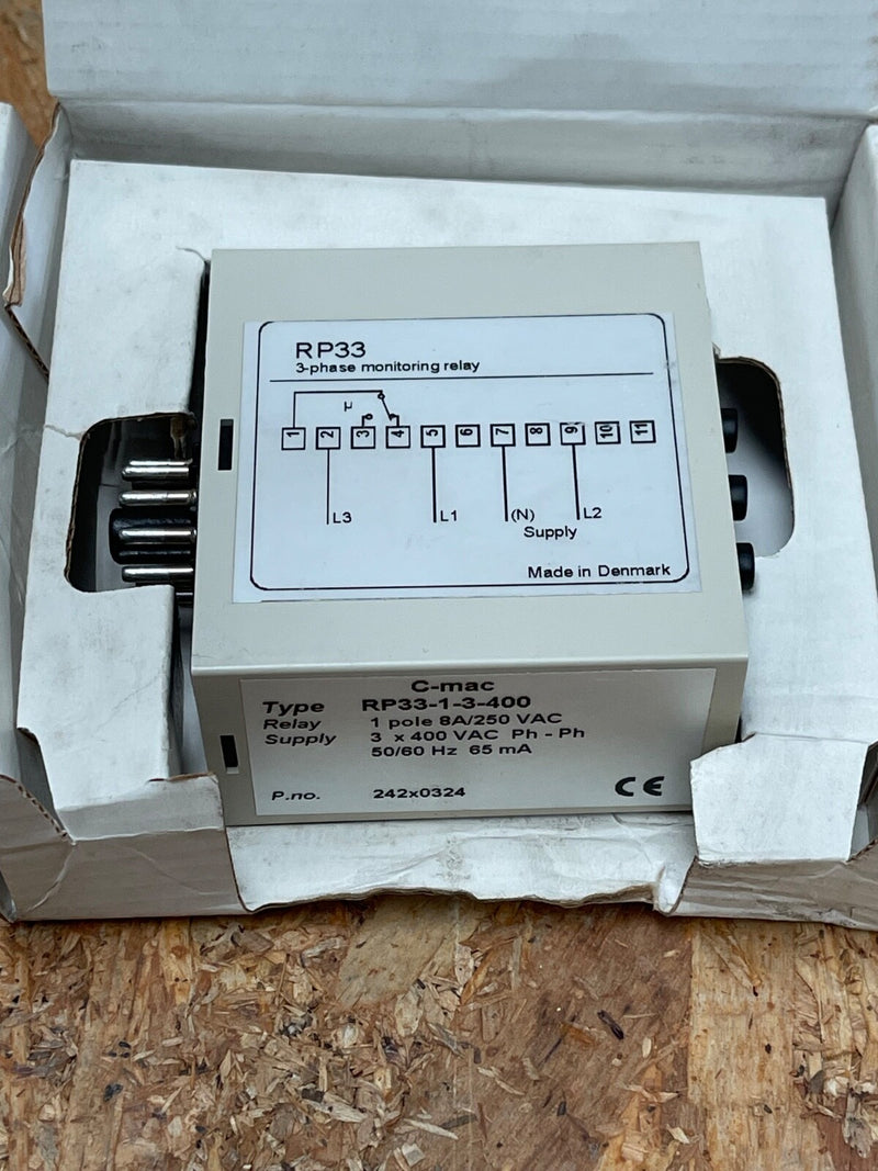 Comadan (C‑Mac) – RP33‑1‑3‑400 – Three‑Phase Voltage Monitoring Relay, 400 VAC