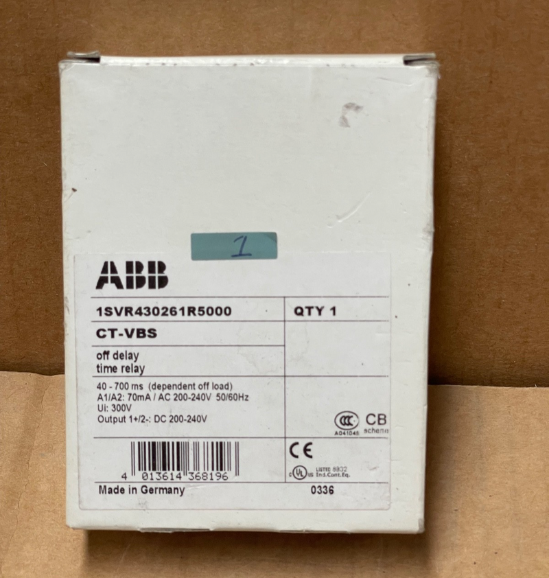 ABB – 1SVR430261R5000 (CT‑VBS) – OFF‑Delay Timer Relay 200–240 V AC