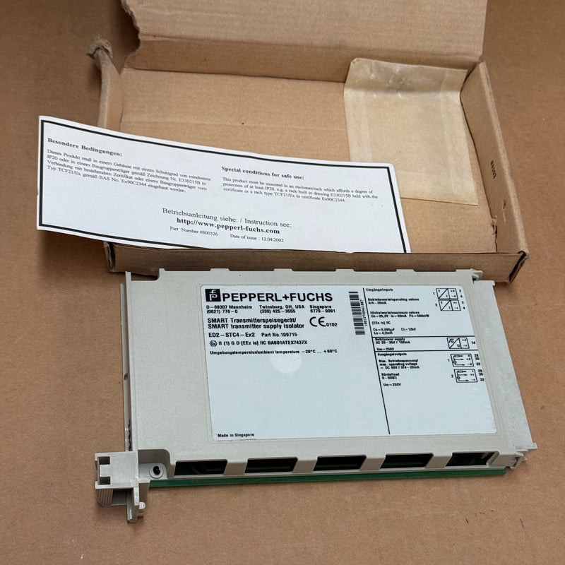 Pepperl+Fuchs – 109715 / ED2-STC4-Ex2 – 2-Channel SMART Transmitter Power Supply