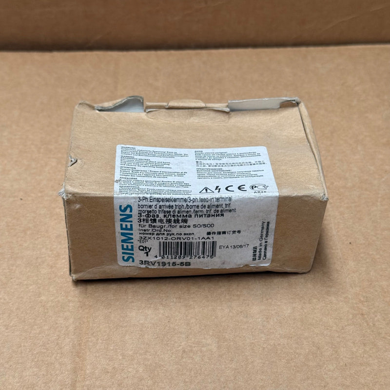 Siemens – 3RV1915‑5B – 3‑Phase Feed‑In Terminal Block for S0/S00 Motor Starters