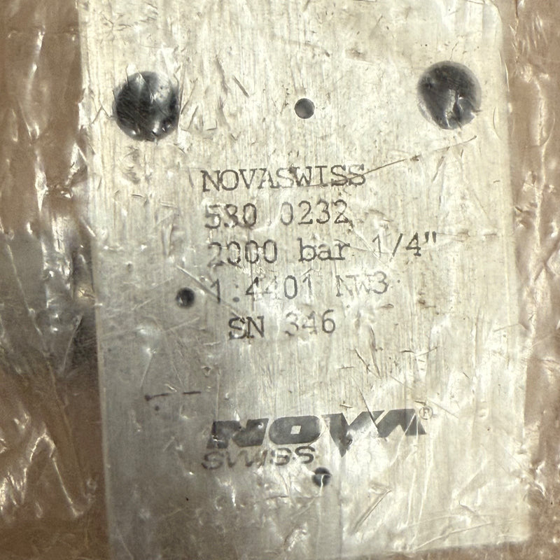 Nova Swiss – 530.0232 – High-Pressure Manual Needle Valve (4000 Bar)