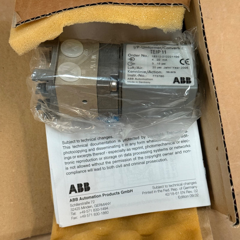 ABB – TEIP11 – Electro-Pneumatic I/P Signal Converter