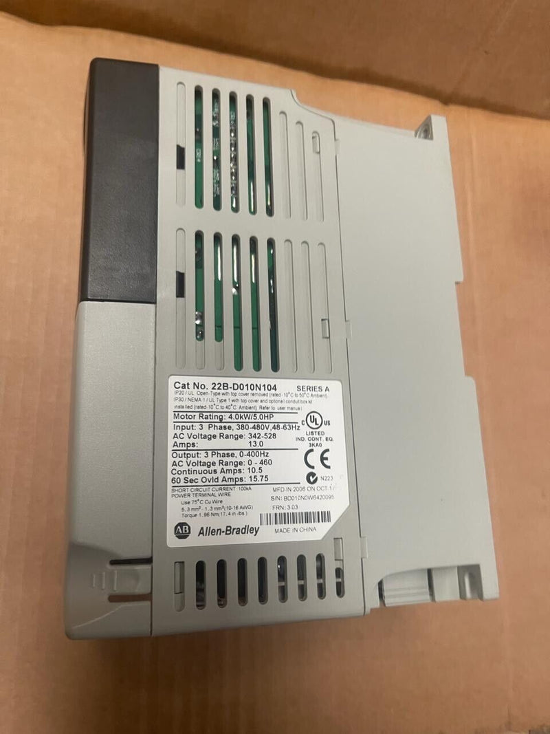Allen-Bradley - 22B-D010N104 - 4.0kW/5.0HP AC Speed Drive