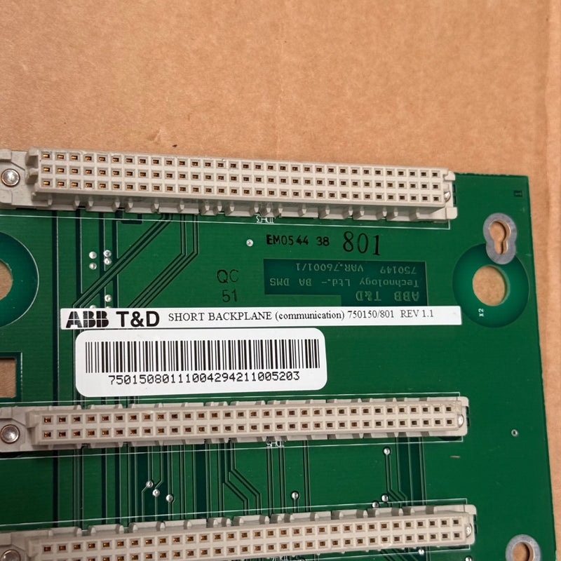 ABB T&D – 750150‑801 – Short Backplane (Communication) Board – Rev 1.1