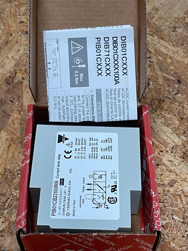 Carlo Gavazzi - PIB01CB23500MA - Current Level Monitoring Relay, 10–500 mA
