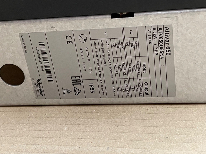 Schneider Electric – ATV650U55N4 – Altivar Process 5.5 kW 380‑480 V AC Drive
