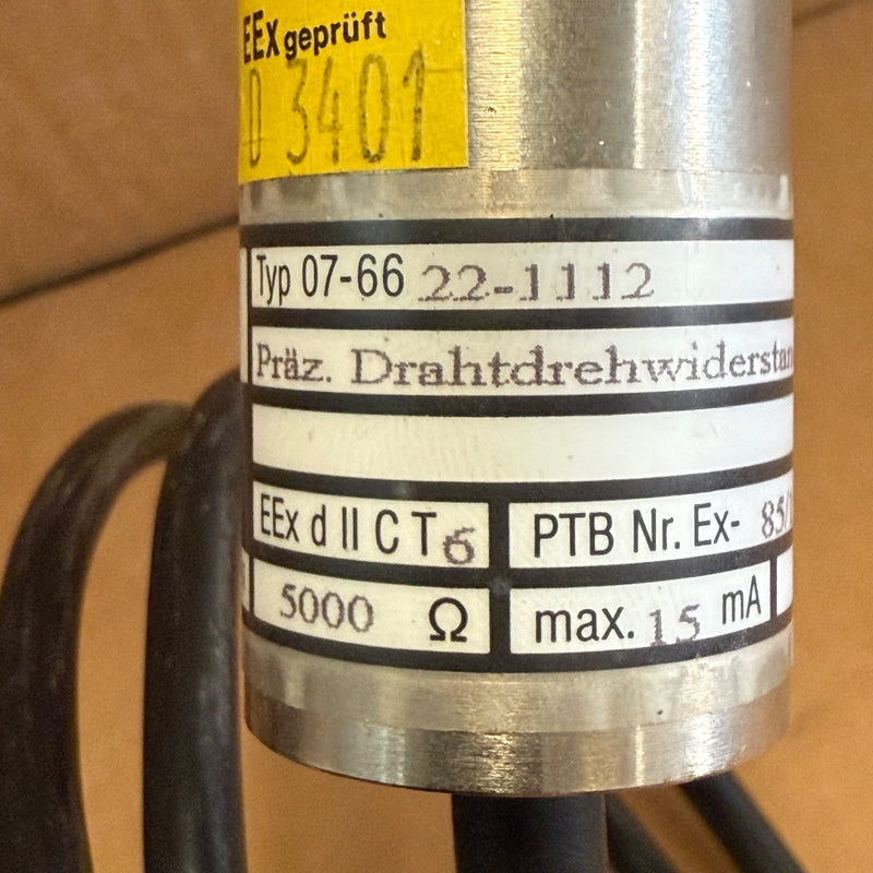 BARTEC – 07-6622-1112 – Potentiometer with Cable Tail / Rotary Control Unit