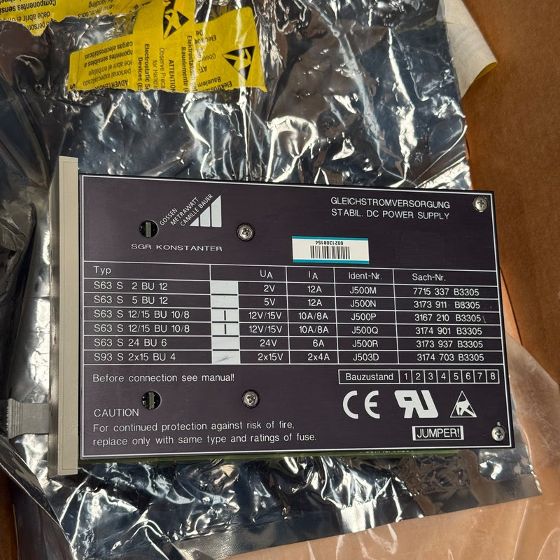 Gossen Metrawatt – S93 S 2x15 BU 4 – Konstanter Stabilized DC Power Supply Modul