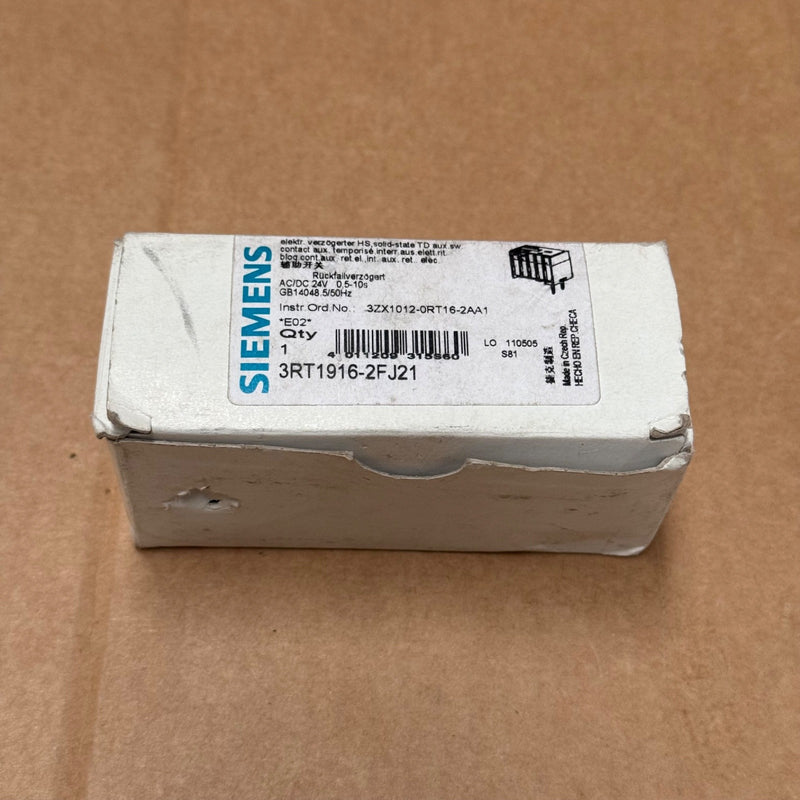 Siemens – 3RT1916‑2FJ21 – Time‑Delayed Auxiliary Switch Block (AC/DC 24 V)