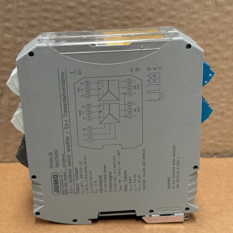 JUMO – 707540/38 – Two-Channel Ex-i Isolating Switch Amplifier