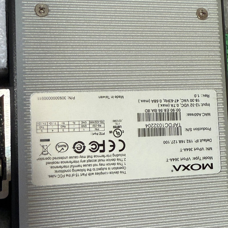 Moxa – VPORT 364A-T / 3093000000911 – 4-Channel H.264/MJPEG Video Encoder
