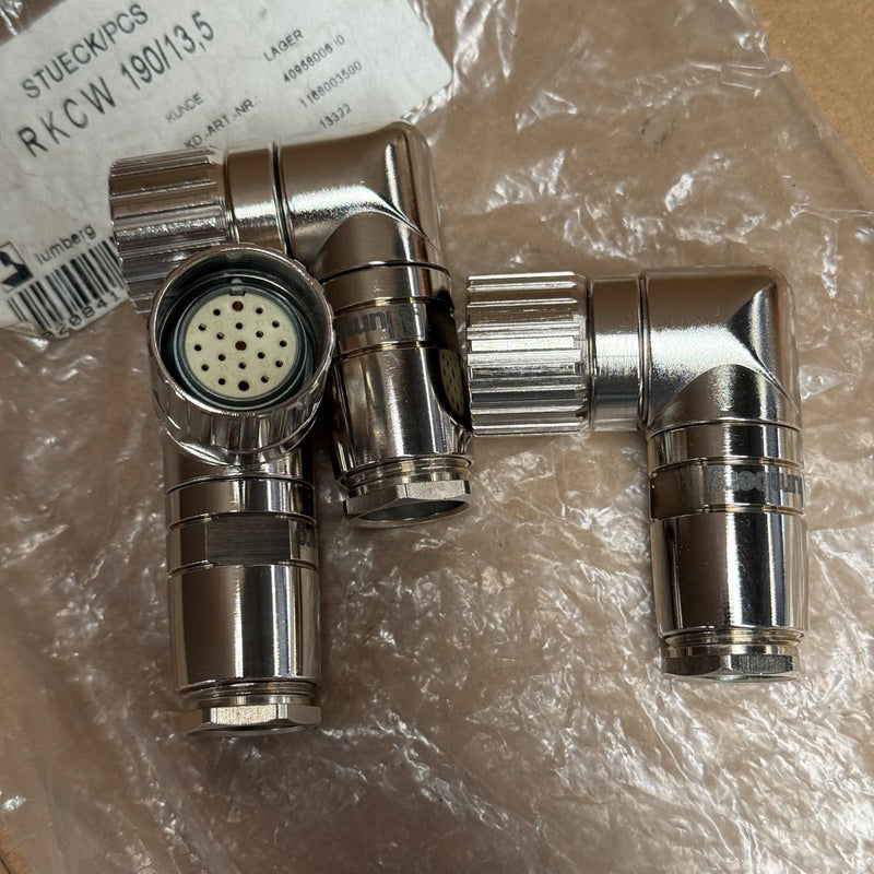 3PCs Lumberg – RKCW 190/13,5 – M23 19-Pin Right-Angle Female Circular Connector