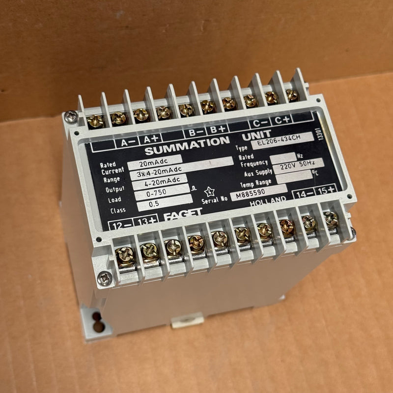 FAGET Holland – EL206-434CH – Limit Value Signal Monitor / Transducer Relay