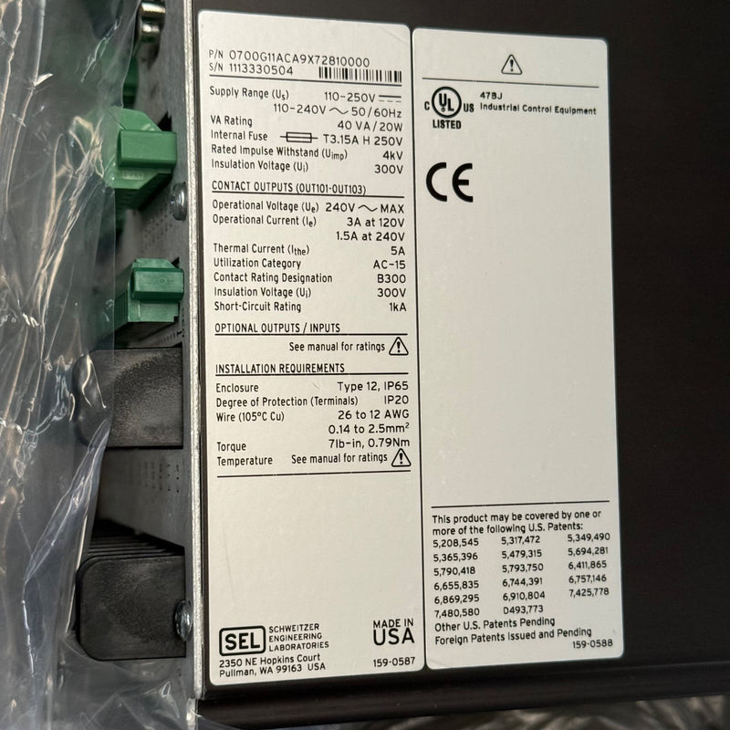 SEL – SEL-700G (0700G11ACA9X72810000) – Generator Protection Relay