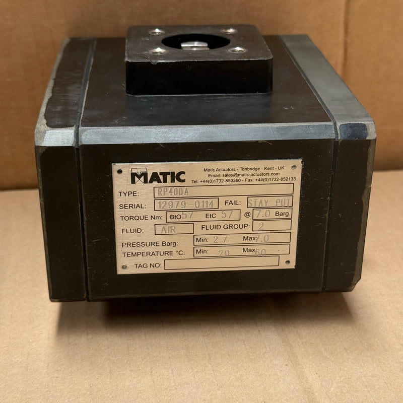 Matic – RP40DA – 57 Nm Double Acting Pneumatic Rotary Actuator