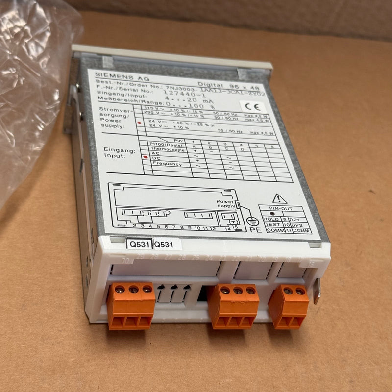 Siemens – 7NJ3003-1AA13-3CA1-ZY02 – Digital Indicator / Panel Meter