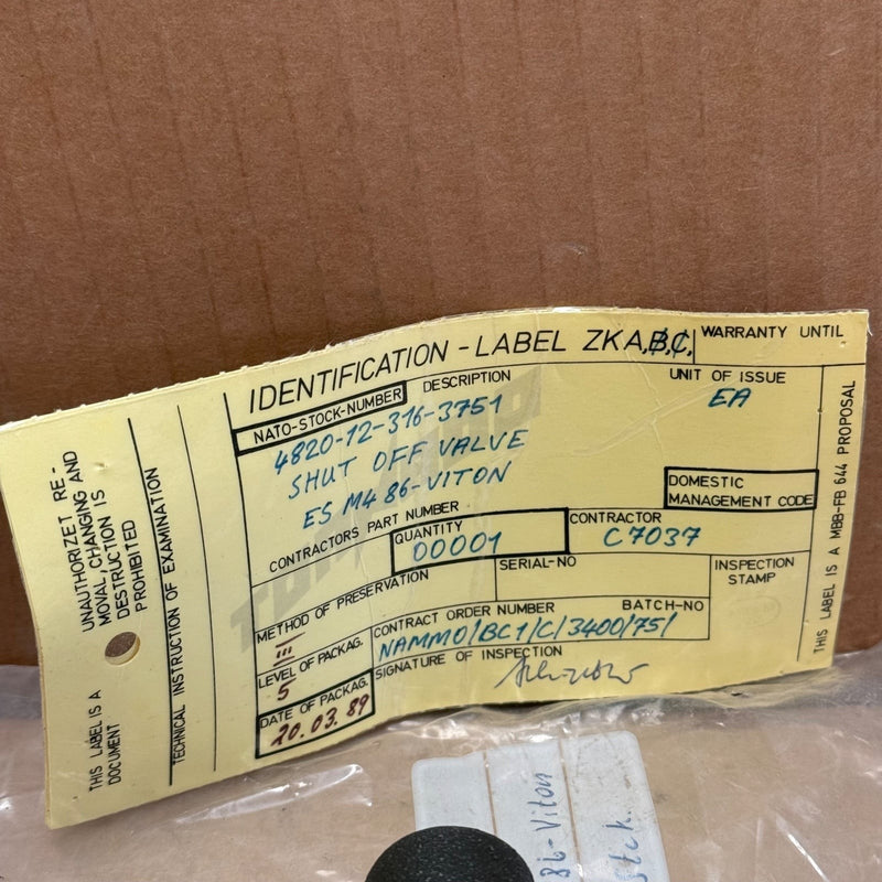 ES – 4820-12-316-3751 / M4 86 VITON – Manual Shut-Off Valve