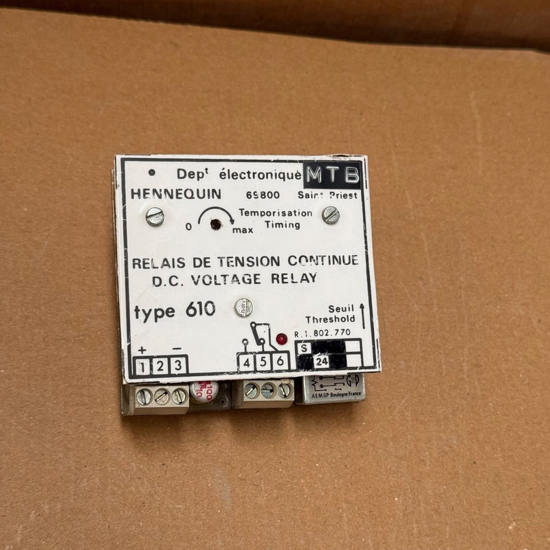 MTB Hennequin – 610 – DC Voltage Threshold Timing Relay