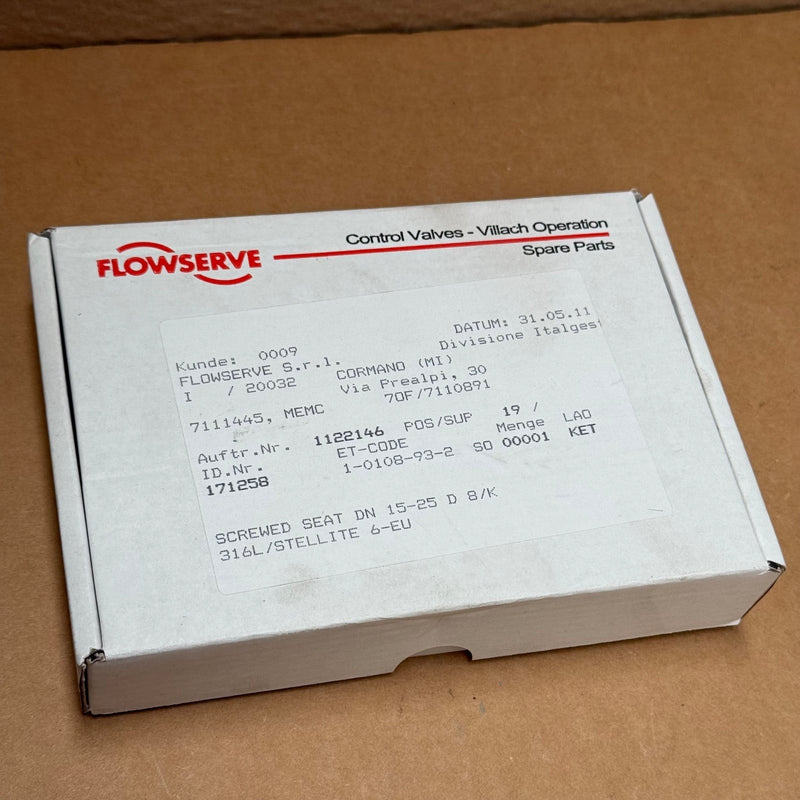 Flowserve – 171258 – Screwed Seat (DN 15-25 D 8/K 316L/Stellite 6-EU)