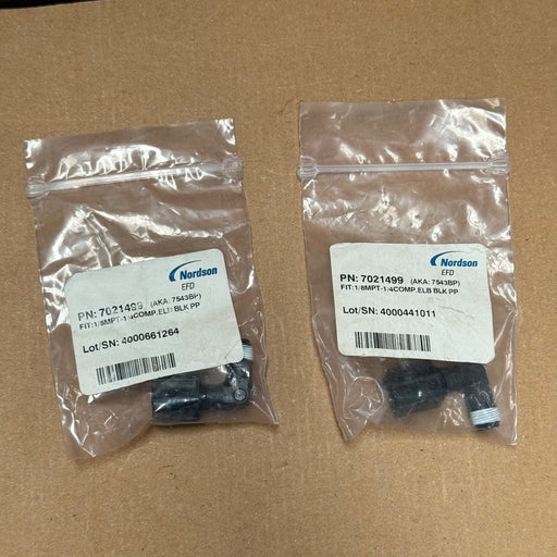 2PCs Nordson EFD – 7021499 – Elbow Tube Fitting 1/8 NPT to 1/4 Compression