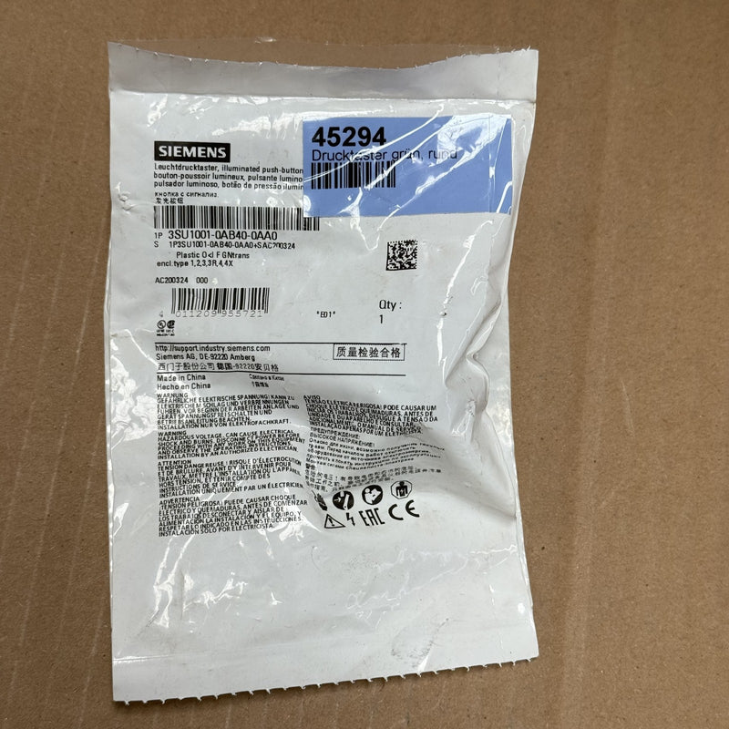 2PCS Siemens – 3SU1001-0AB40-0AA0 – Sirius ACT Illuminated Push Button