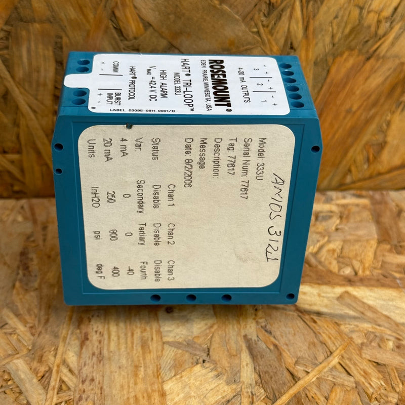Rosemount – 333U (HART Tri-Loop) – HART-to-Analog Signal Converter (High Alarm)