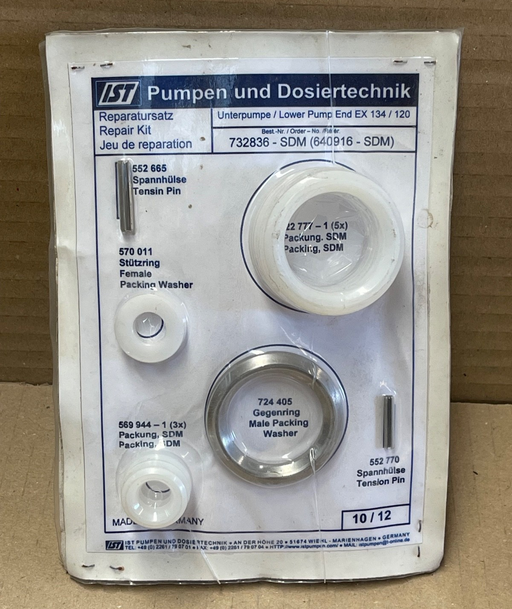 IST – 732836‑SDM & 732835‑SDM – Repair + Seal Kit for Lower Pump End EX 134/120