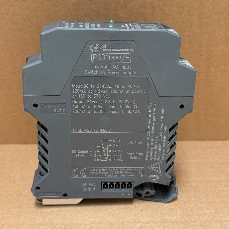 G.M. International – PSD1000/B – Universal AC Input DIN Rail Power Supply Module