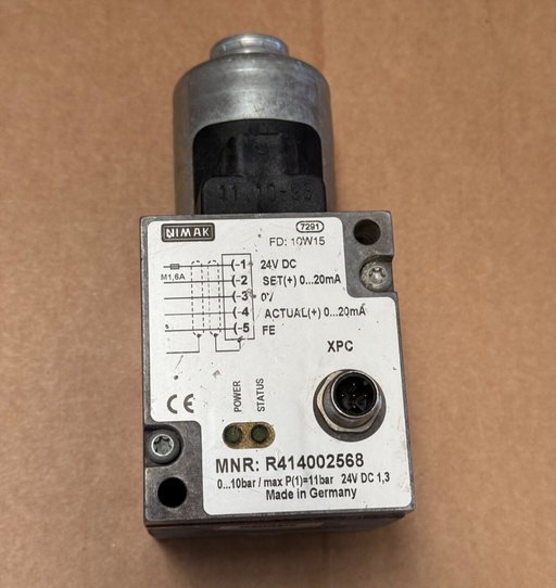 NIMAK – R414002568 – Proportional Pressure Control Valve, 0–10 bar, 24 VDC, 4–20