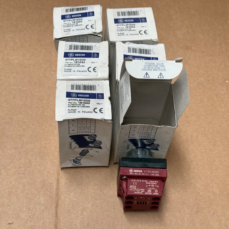 General Electric – 077PLM10D0 – Illuminated Pushbutton (NO, Full-Voltage)