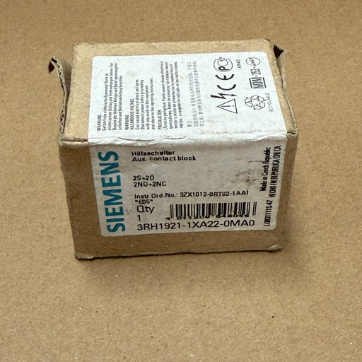 Siemens – 3RH1921-1XA22-0MA0 –  Auxiliary switch block