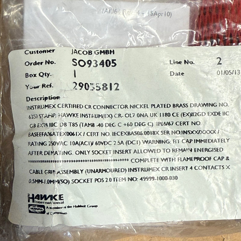 Hawke International – D21ADCRNXASSX04UX6 / 49999-1000-030 – CR Connector