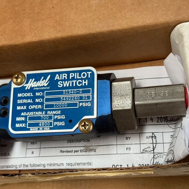Haskel – 51940-2 – Externally Adjustable Air Pilot Switch (Style A)