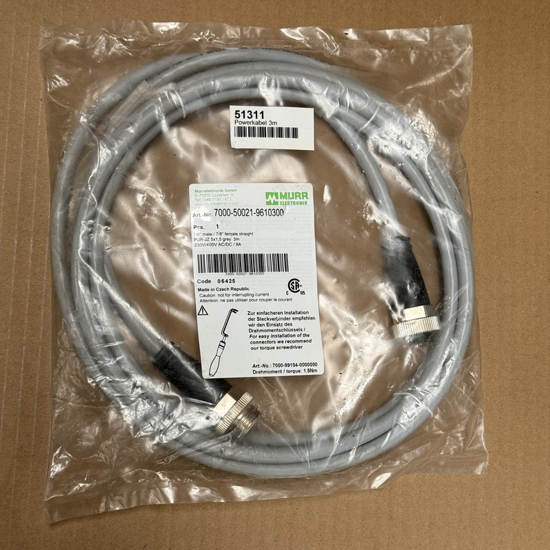 Murr – 7000-50021-9610300 – Connection Cable 7/8'' Male, 7/8'' Female