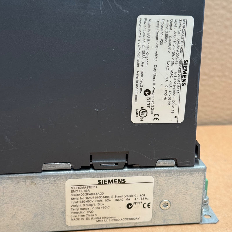 Siemens – 6SE6420-2UD15-5AA1 – MICROMASTER 420 Compact AC Frequency Inverter