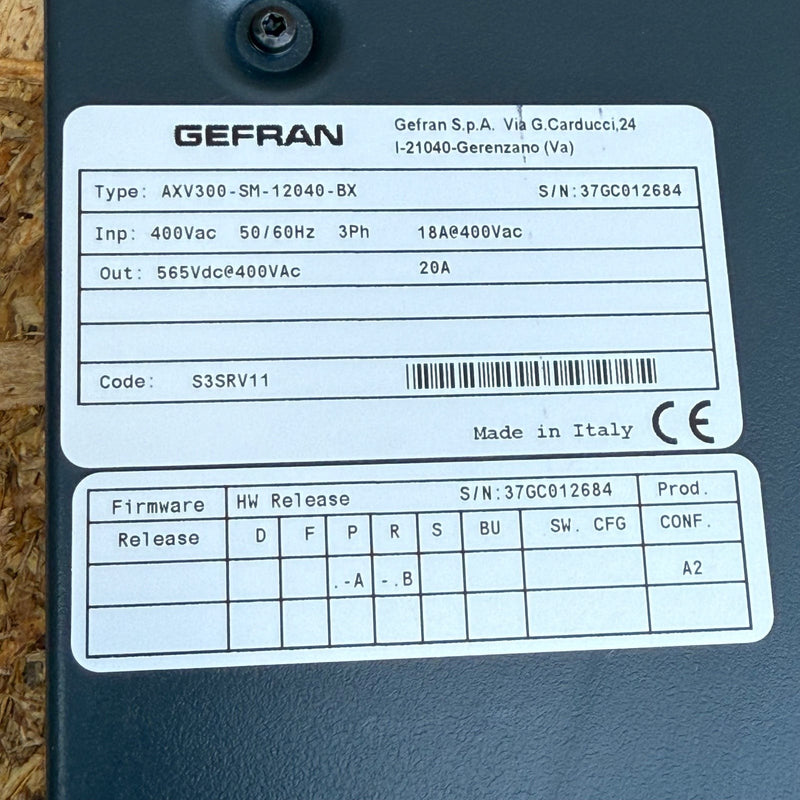 Gefran – AXV300-SM-12040-BX – AXV300 Power Supply Module / Axis Supply Unit
