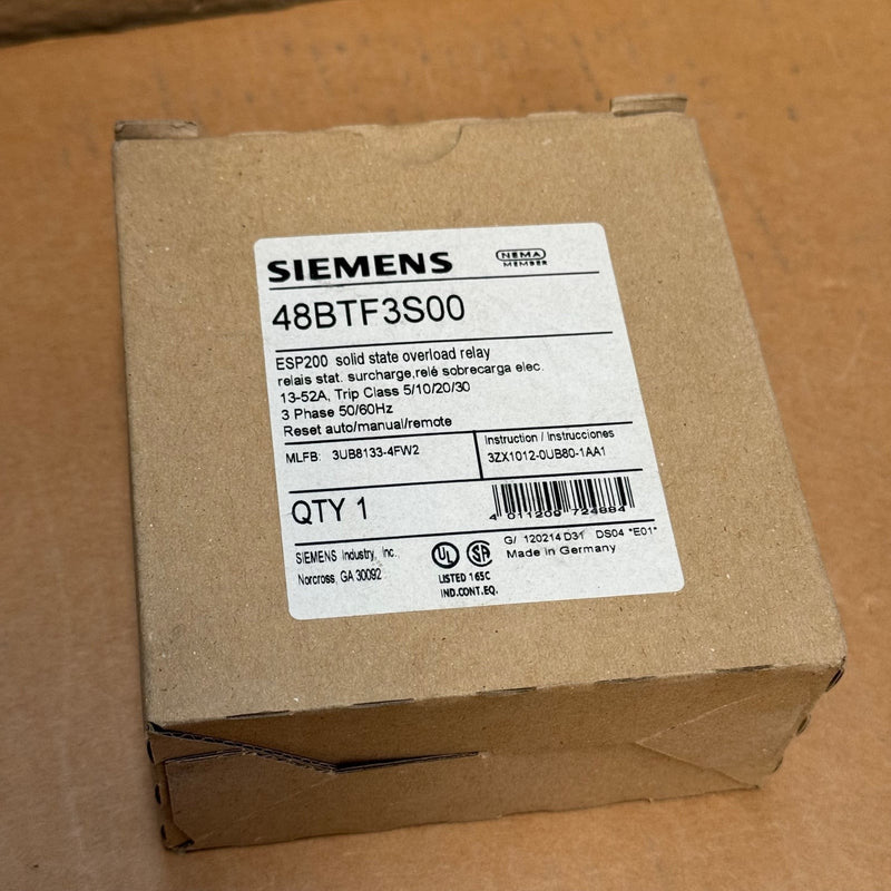 Siemens – 3UB8133-4FW2 / ESP200 (48BTF3S00) – 3-Phase Solid-State Overload Relay