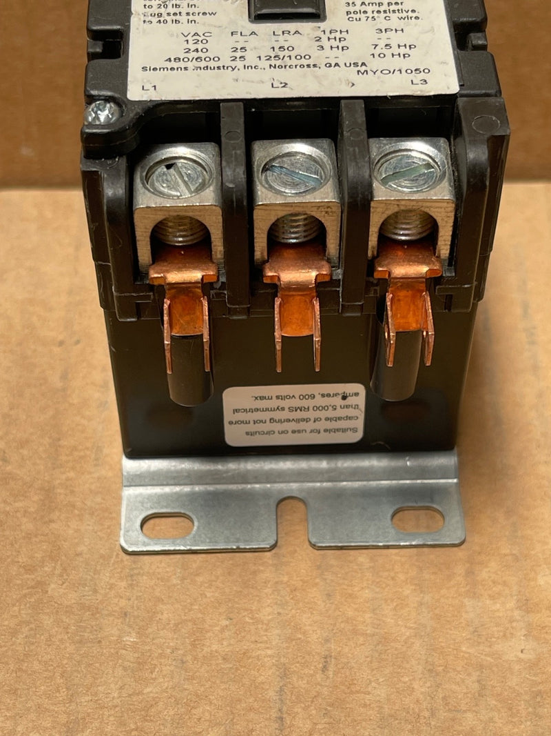 Siemens – 42AF35AF (42AF35AJCFH) – 3‑Pole Definite Purpose Contactor 25A 110/120