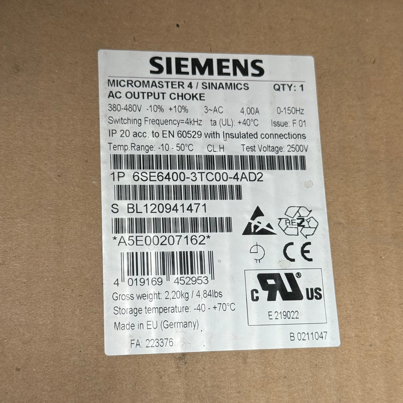 Siemens – 6SE6400-3TC00-4AD2 – MICROMASTER 4 Output Reactor