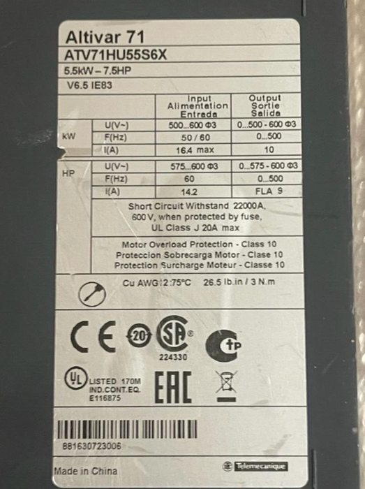 Schneider Electric ATV71HU55S6X